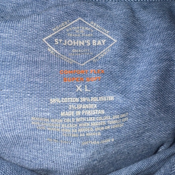 St Johns Bay Mens Polo Shirt Cotton Blue XL Comfort Flex Super Soft Knit Golf - Picture 7 of 8